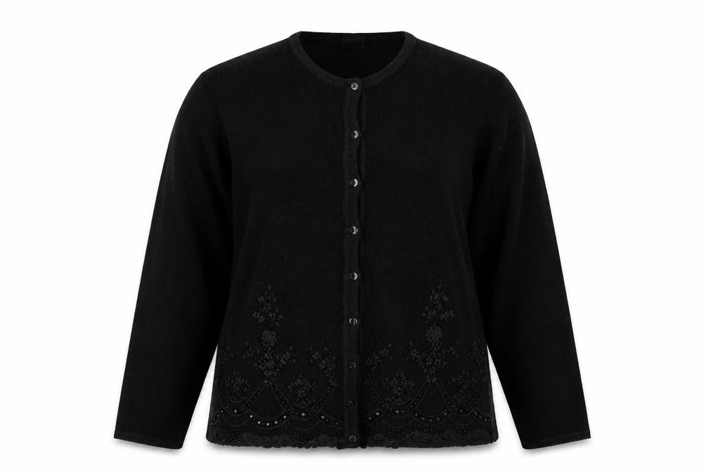 Avanti Garde Womens Black  Knit Cardigan Jumper Size L