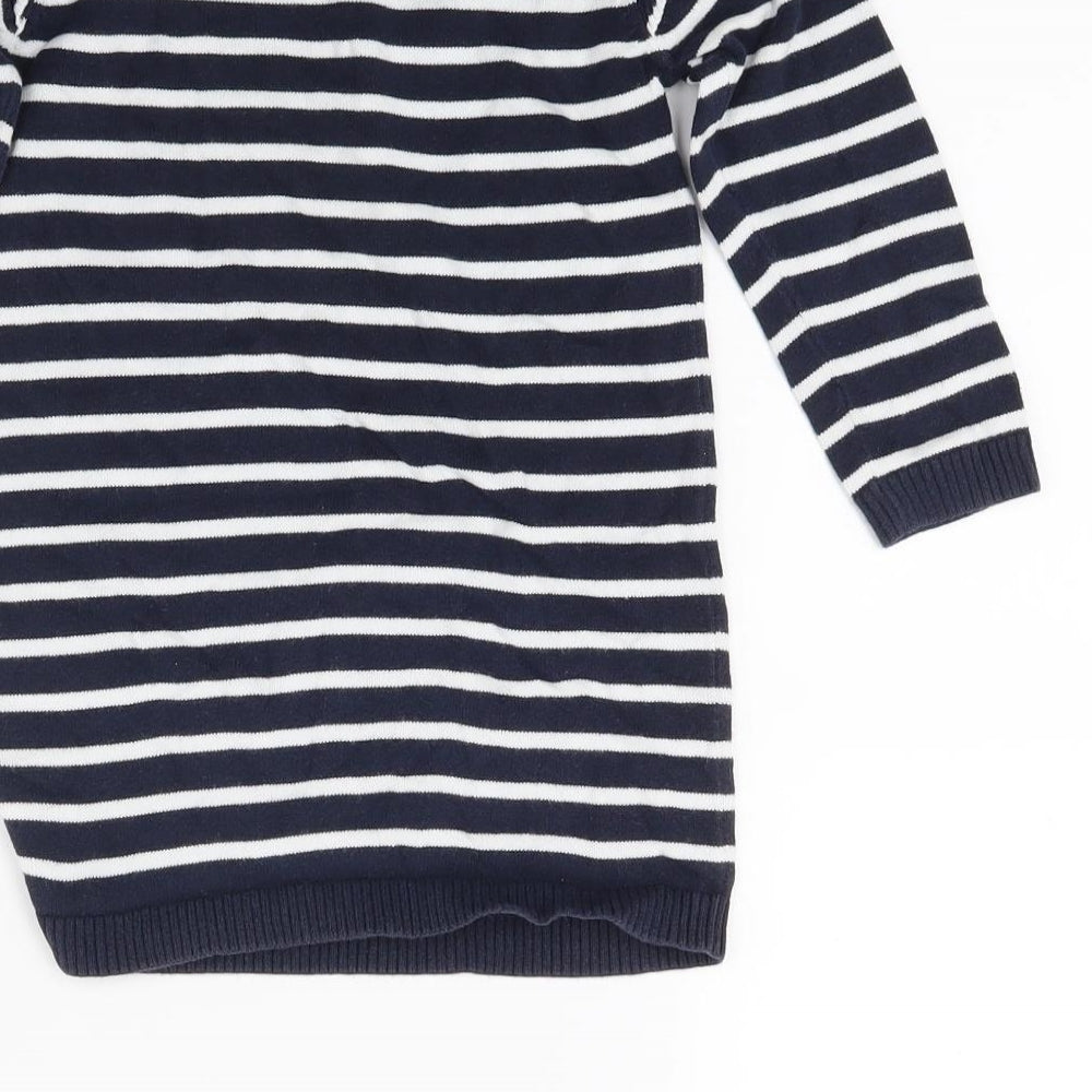 Matalan Girls Blue Striped Knit Jumper Dress  Size 2-3 Years