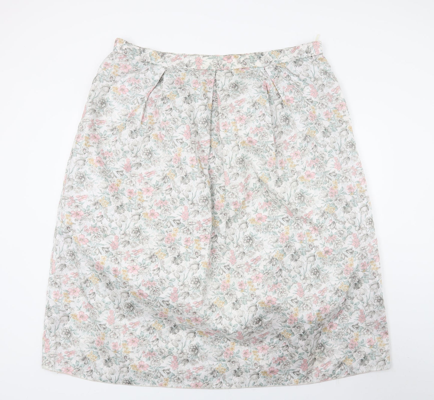 Preworn Womens White Floral  A-Line Skirt Size 42 in
