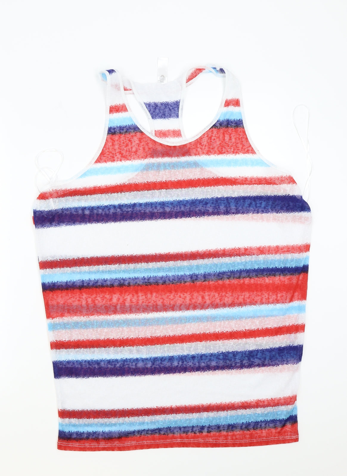 Ocean club Womens White Striped  Basic Tank Size 14