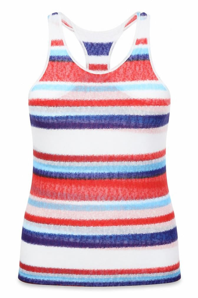 Ocean club Womens White Striped  Basic Tank Size 14
