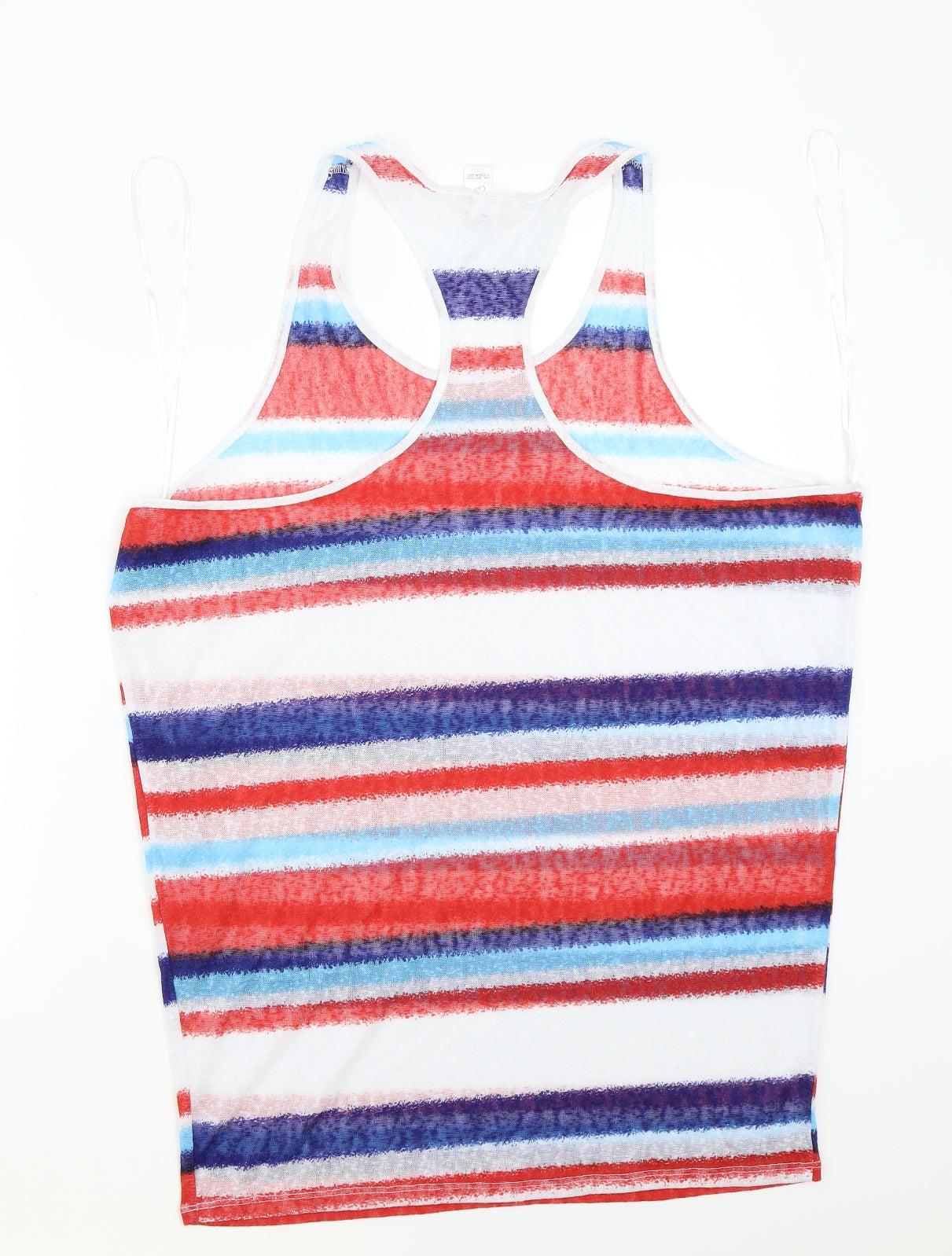 Ocean club Womens White Striped  Basic Tank Size 14