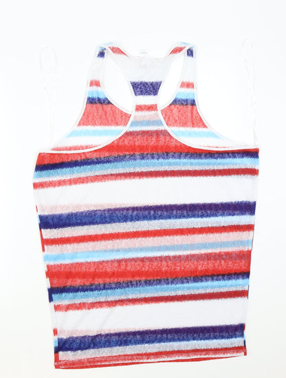 Ocean club Womens White Striped  Basic Tank Size 14