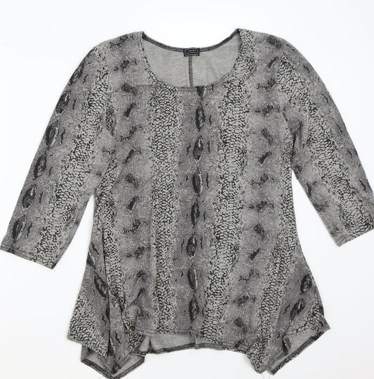 Jasmine collection Womens Grey Animal Print  Basic T-Shirt Size M