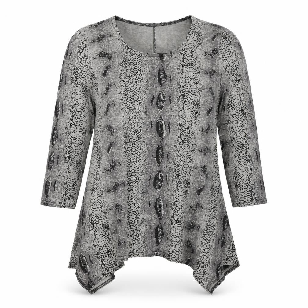 Jasmine collection Womens Grey Animal Print  Basic T-Shirt Size M