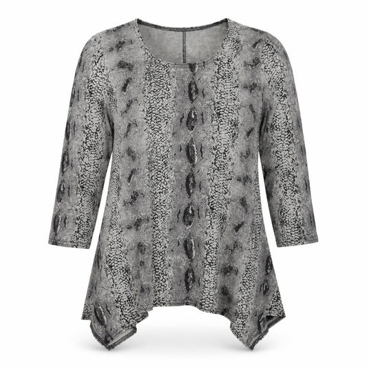 Jasmine collection Womens Grey Animal Print  Basic T-Shirt Size M