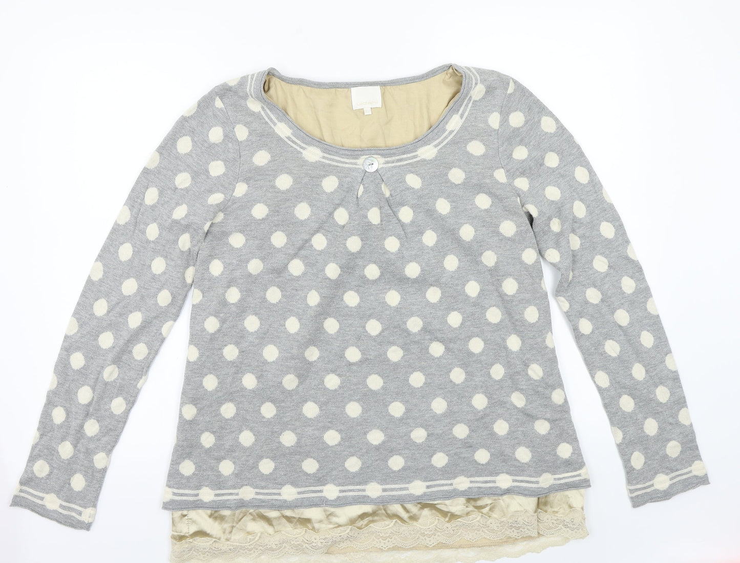 Uldahl Womens Grey Polka Dot  Pullover Jumper Size L