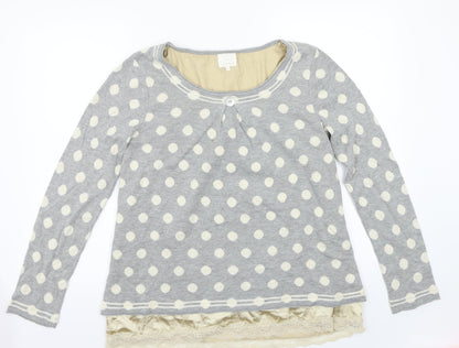 Uldahl Womens Grey Polka Dot  Pullover Jumper Size L