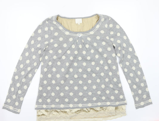 Uldahl Womens Grey Polka Dot  Pullover Jumper Size L