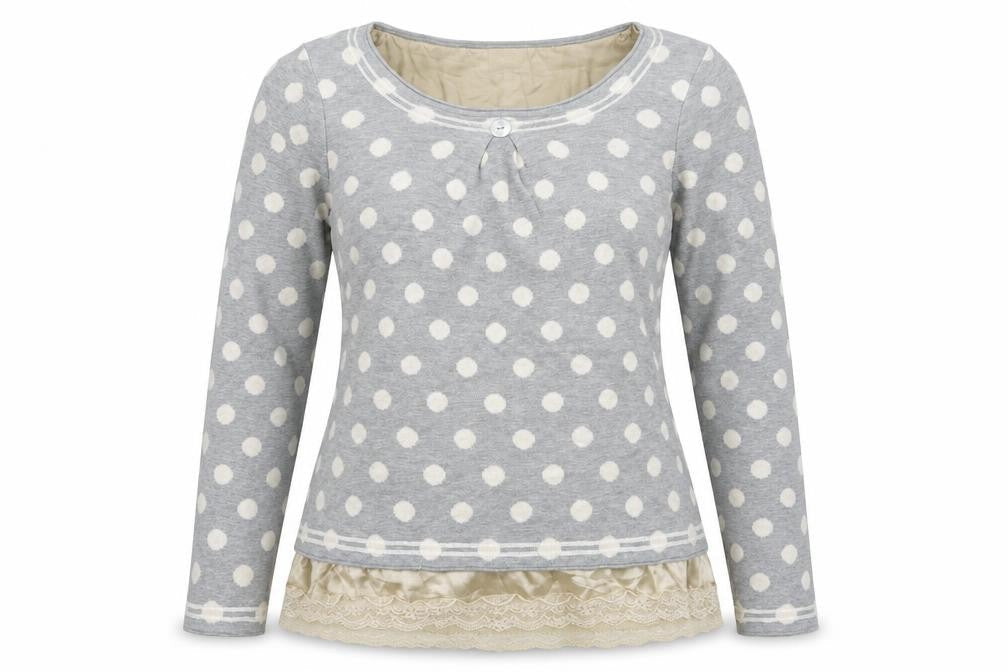 Uldahl Womens Grey Polka Dot  Pullover Jumper Size L