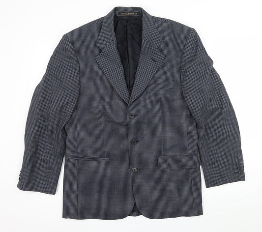 St Michael Mens Blue Geometric  Jacket Suit Jacket Size M