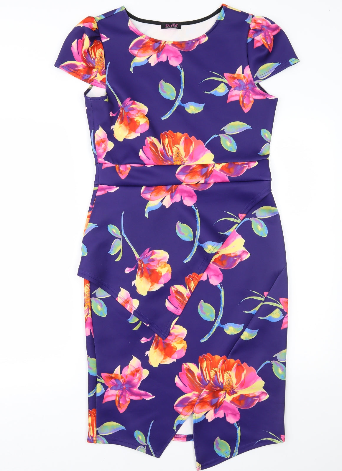 Evita Womens Purple Floral  A-Line  Size 14