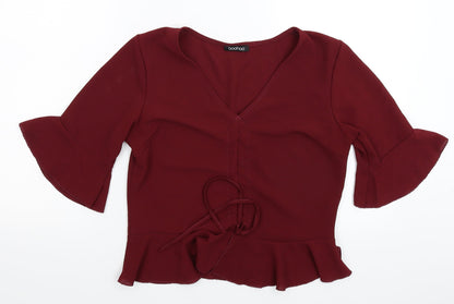Preloved Boohoo Womens Brown   Basic Blouse Size 10 - Front