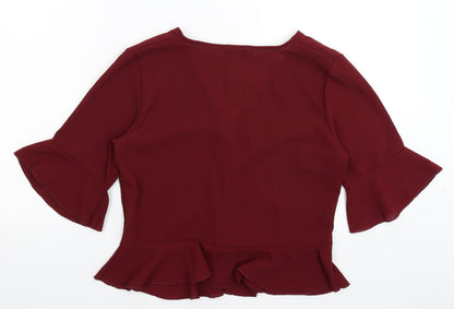 Preloved Boohoo Womens Brown   Basic Blouse Size 10 - Back