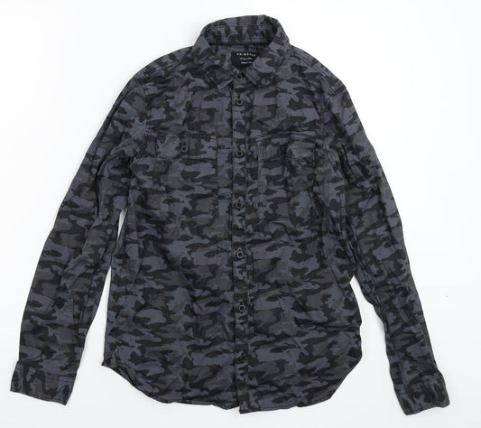 Primark Boys Grey Camouflage  Basic Button-Up Size 12-13 Years
