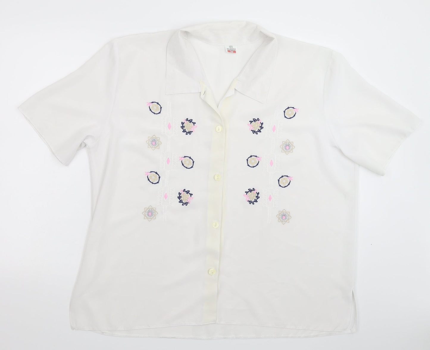 Preworn Womens White Floral  Basic Button-Up Size 20