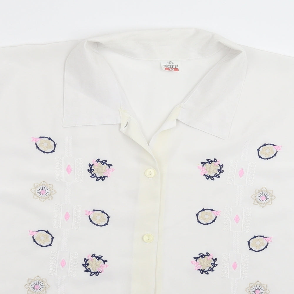Preworn Womens White Floral  Basic Button-Up Size 20