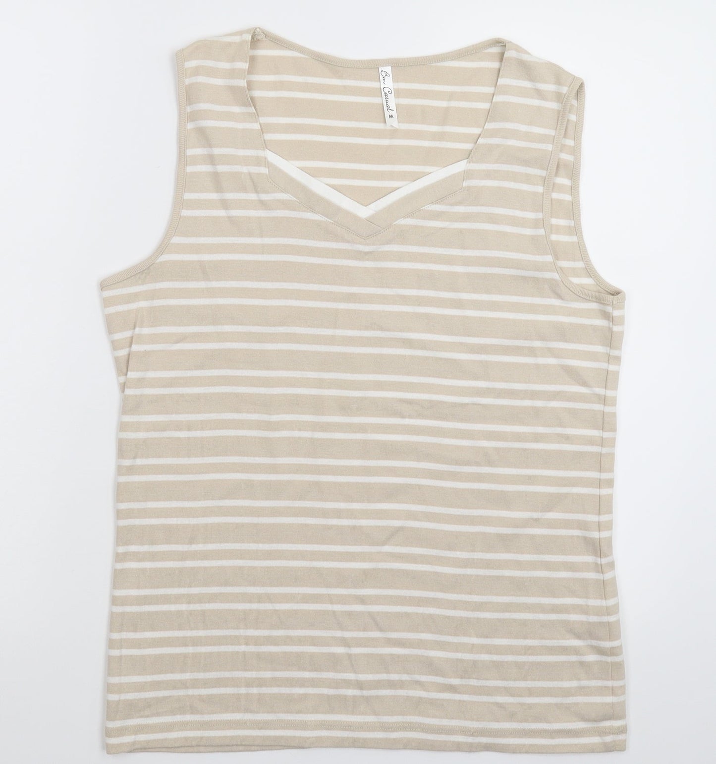 BM Womens Grey Striped  Basic Tank Size M