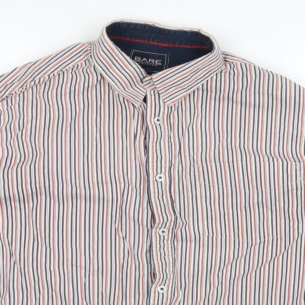 Bare Leisure Mens Red Striped   Button-Up Size L