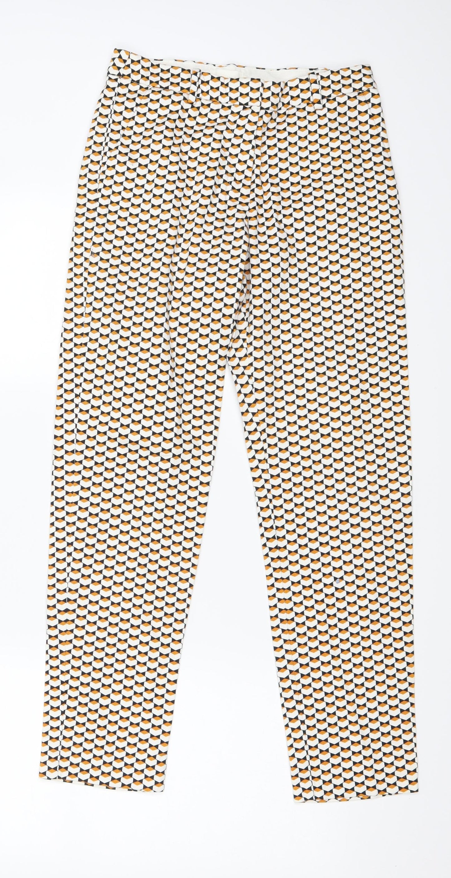 H&M Womens White Geometric  Trousers  Size 6 L24 in