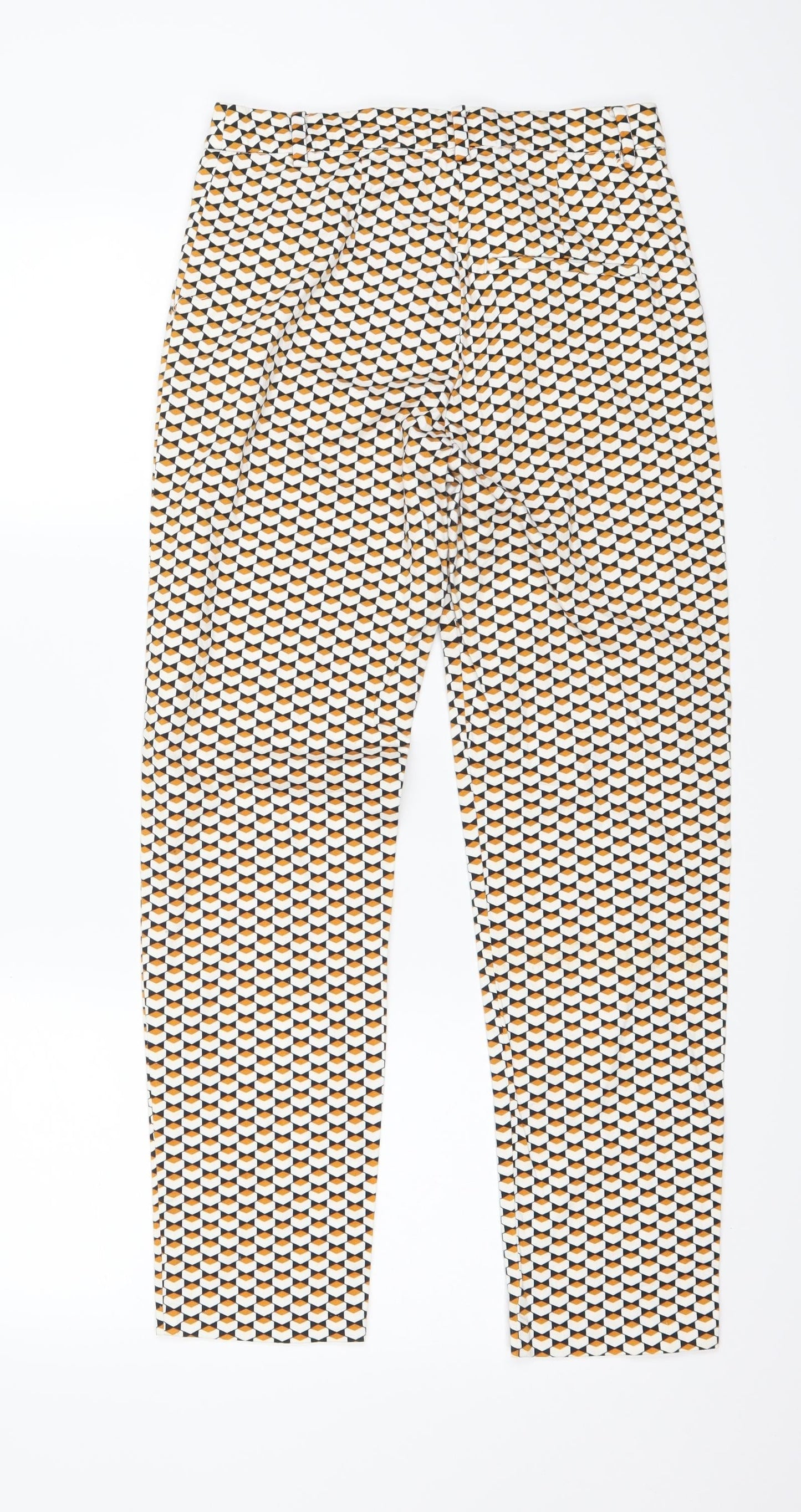 H&M Womens White Geometric  Trousers  Size 6 L24 in