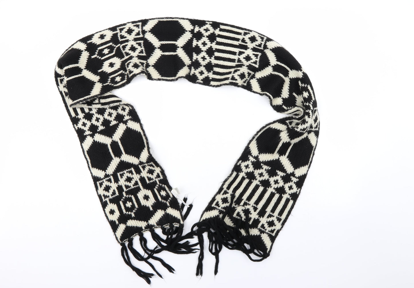 M&S Womens Black Geometric   Scarf