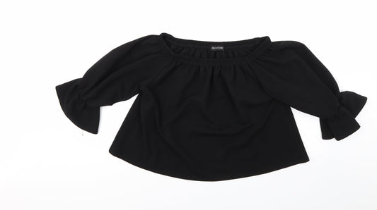 PRETTYLITTLETHING Womens Black   Basic Blouse Size M  - Cropped