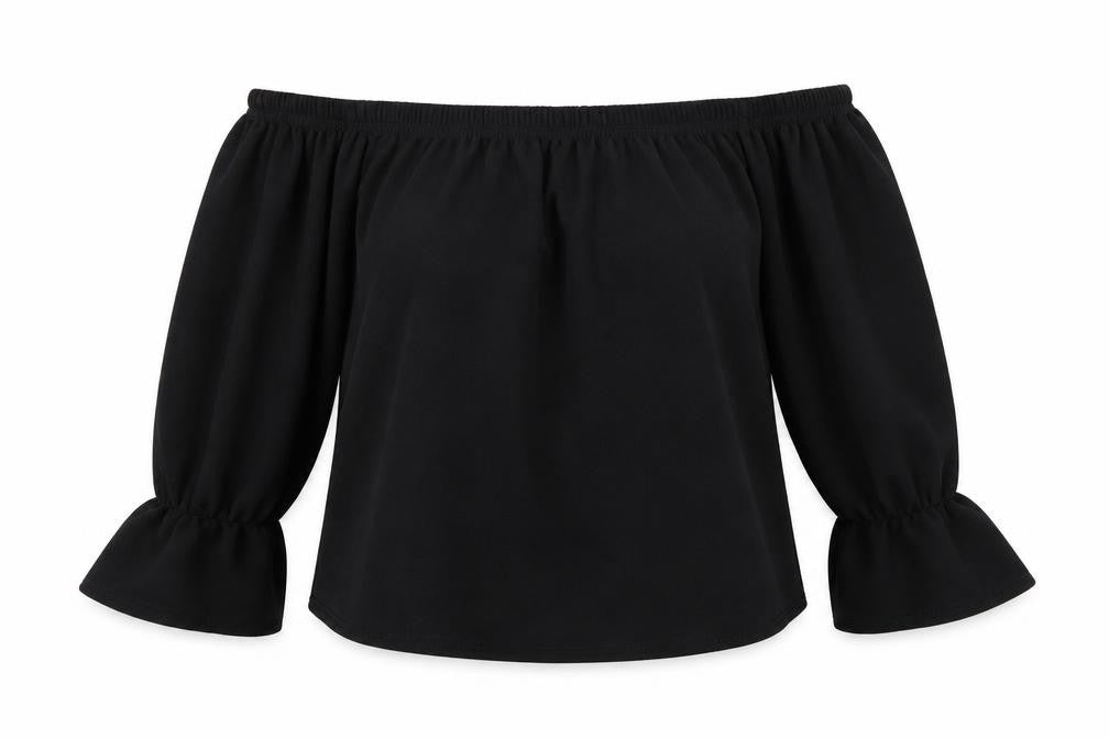 PRETTYLITTLETHING Womens Black   Basic Blouse Size M  - Cropped