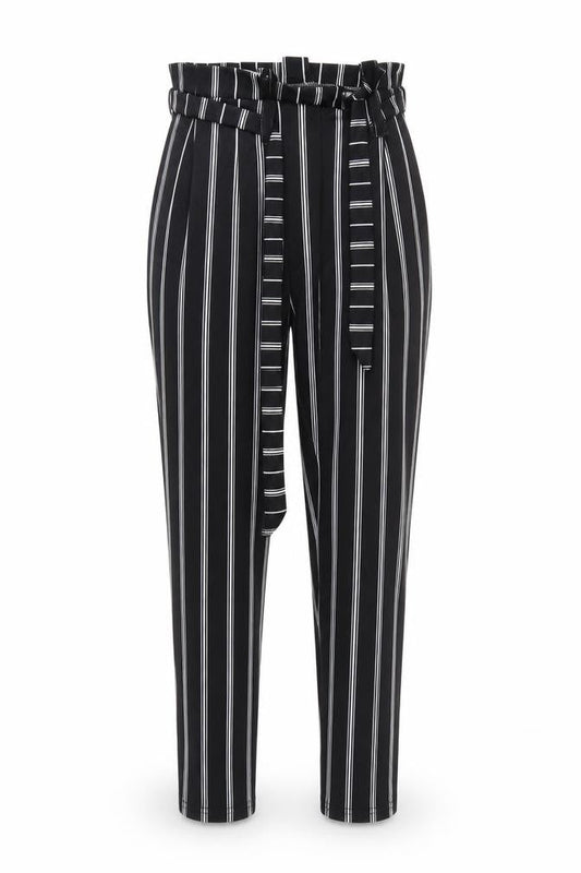 Select Womens Black Striped  Trousers  Size 8 L29 in
