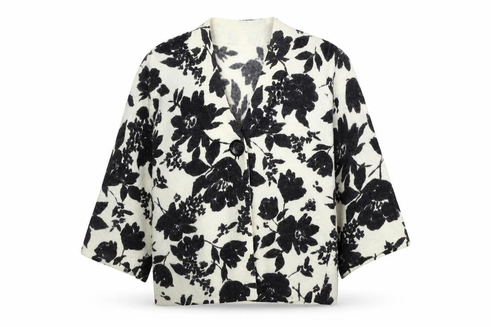 Susan Bristol Womens Beige Floral  Cardigan Jumper Size M