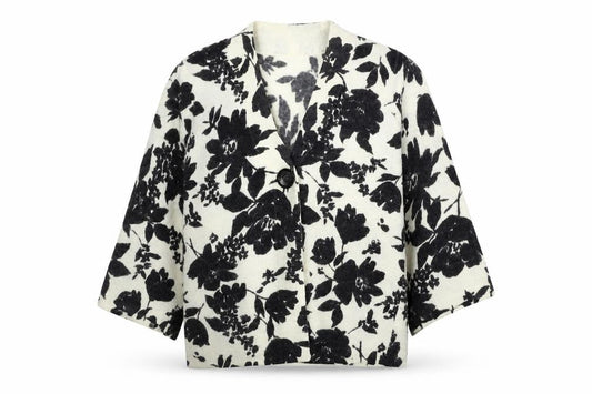 Susan Bristol Womens Beige Floral  Cardigan Jumper Size M