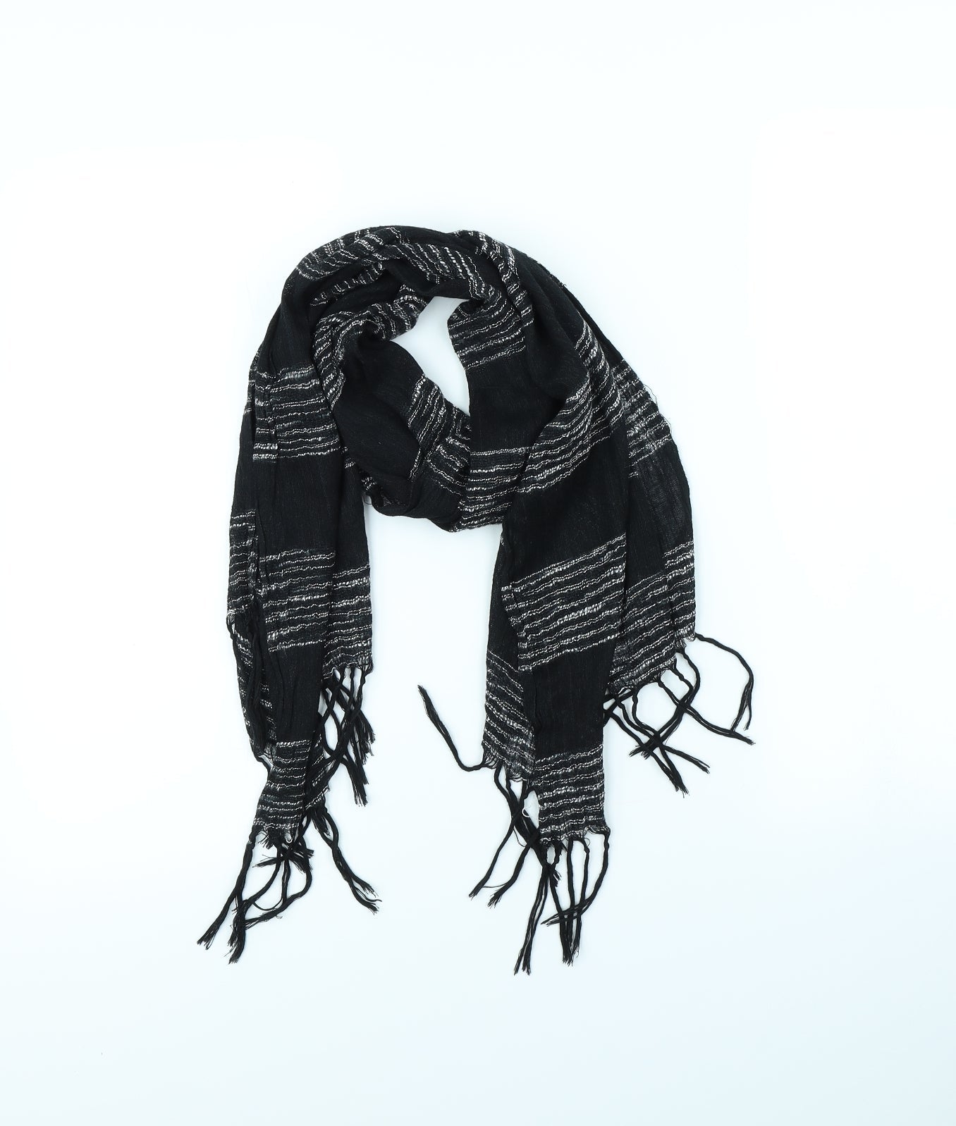 Preworn Womens Black Striped   Scarf