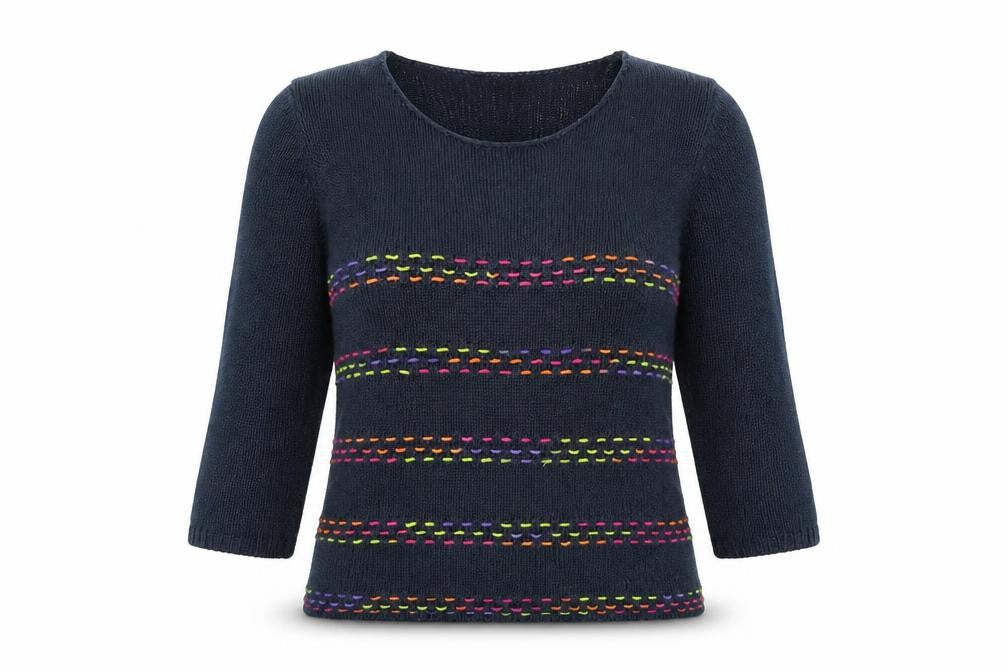Casamia Womens Blue Striped Pullover Jumper Size S