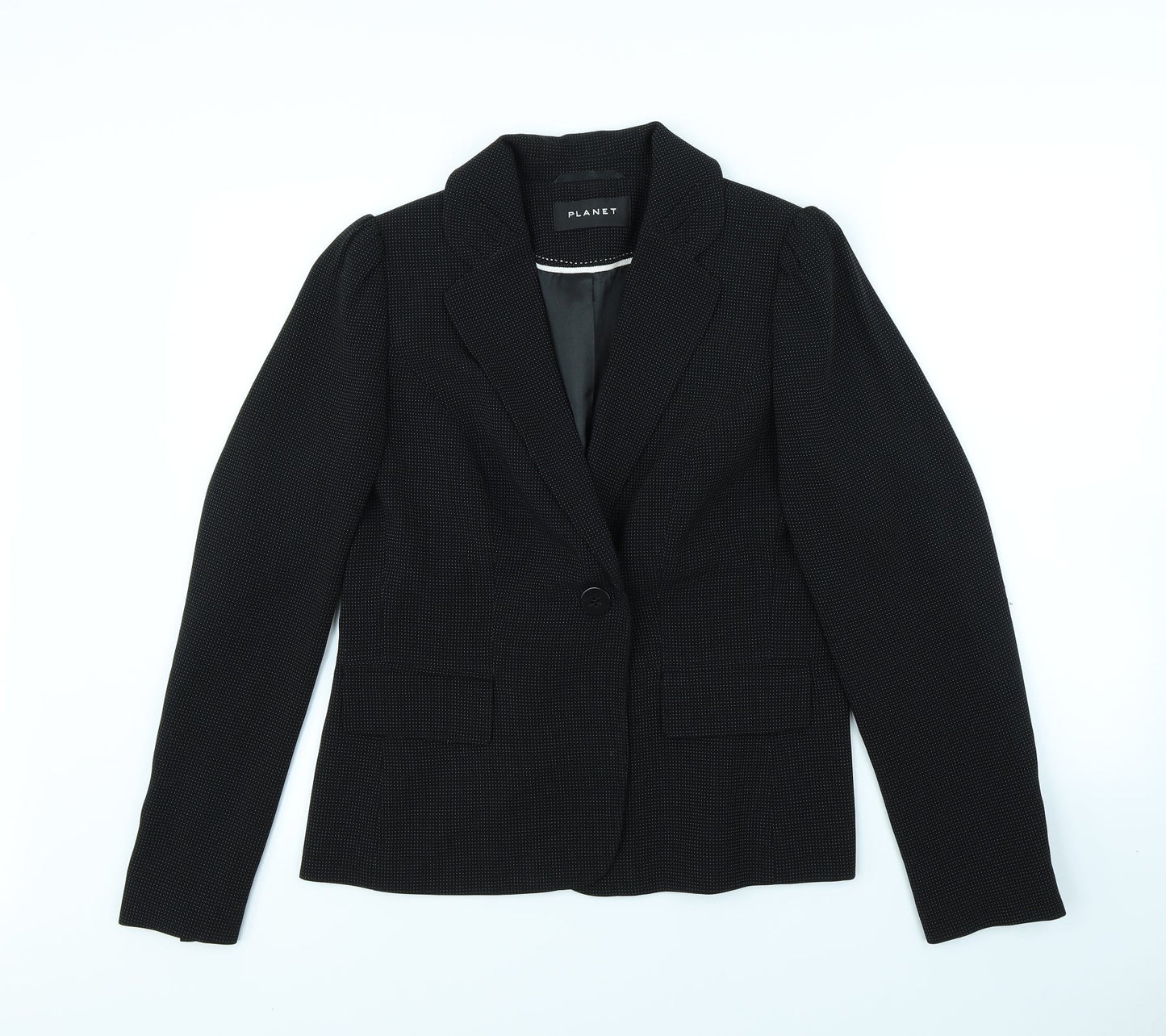 PLanet Womens Black Polka Dot  Jacket  Size 12  - shoulder pads