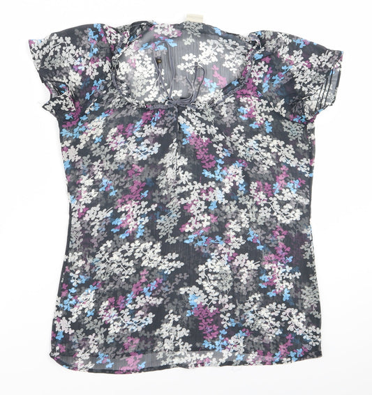 espirit Womens Black Floral  Basic Blouse Size 6