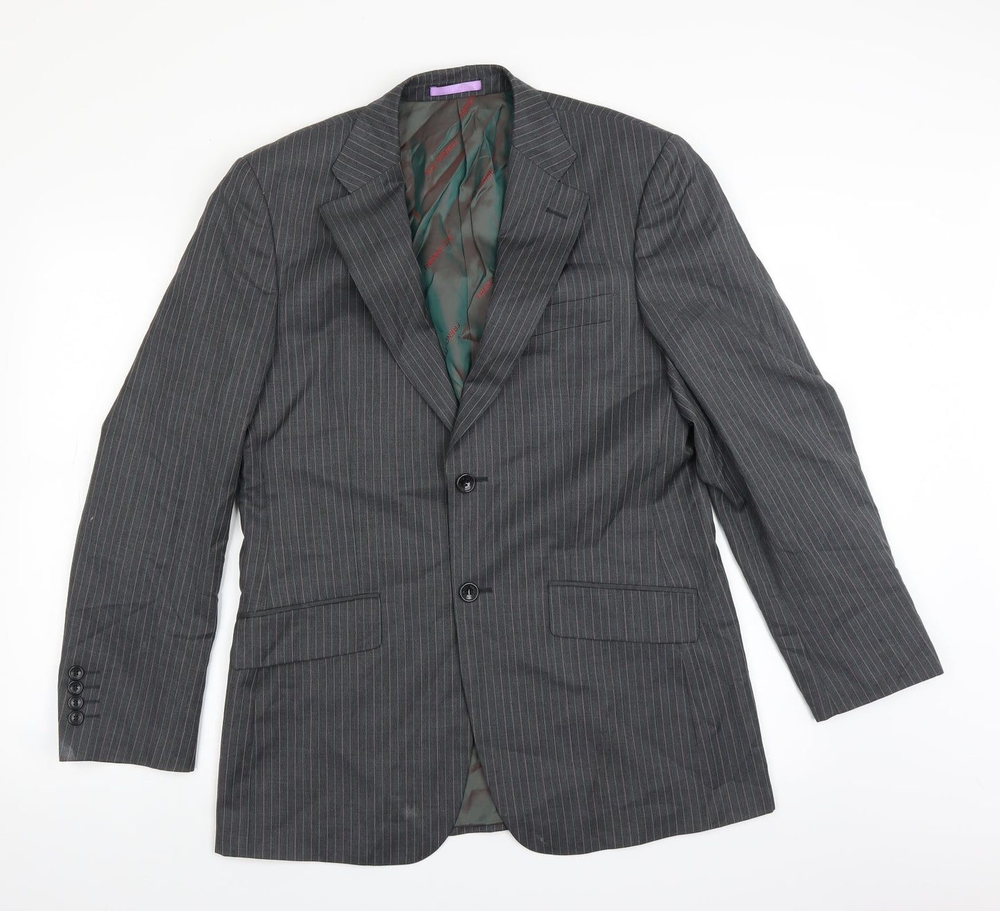 French Eye Mens Grey Striped  Jacket Suit Jacket Size 38