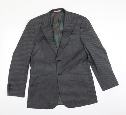 French Eye Mens Grey Striped  Jacket Suit Jacket Size 38
