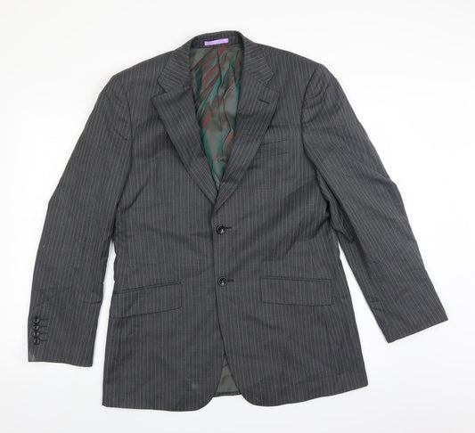 French Eye Mens Grey Striped  Jacket Suit Jacket Size 38