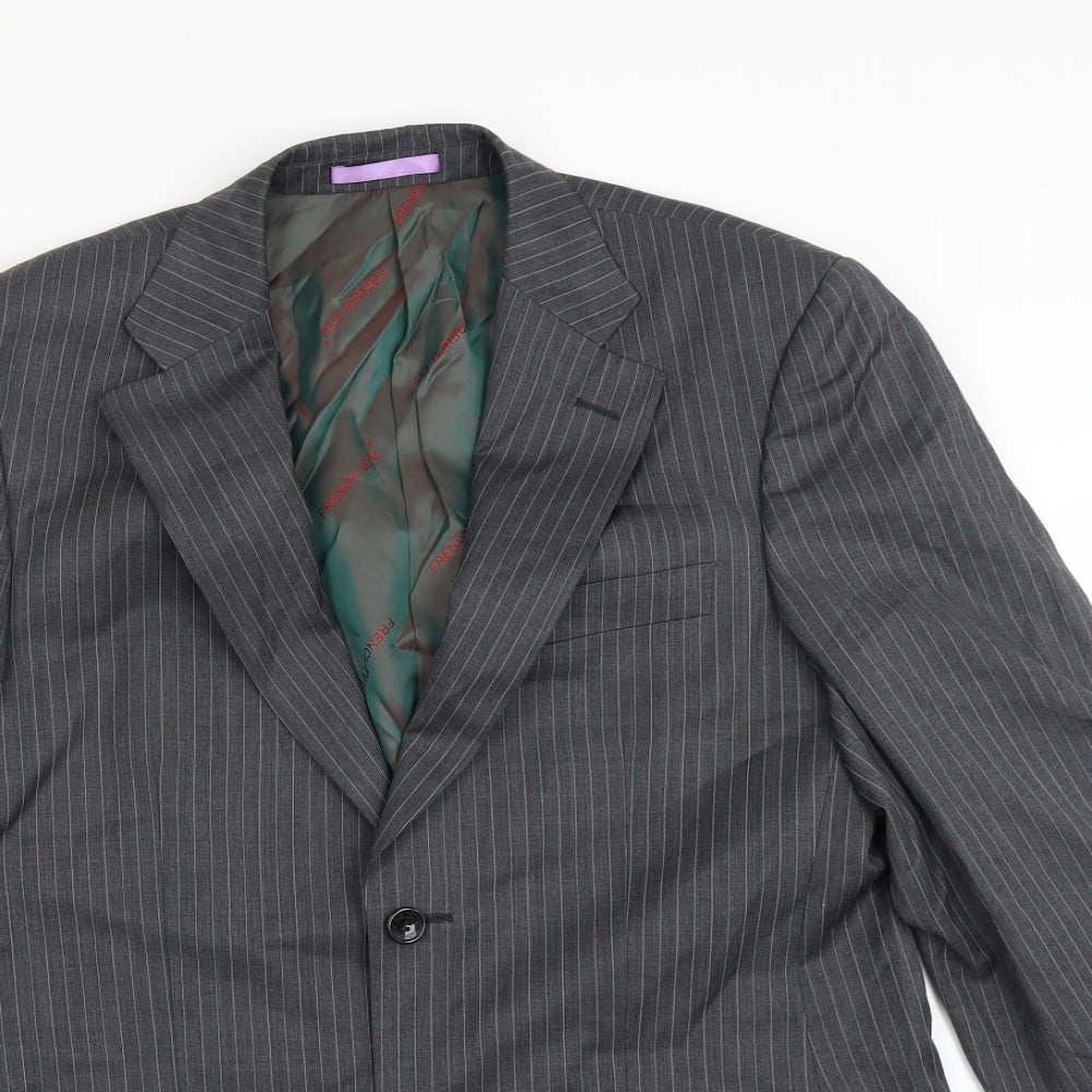French Eye Mens Grey Striped  Jacket Suit Jacket Size 38