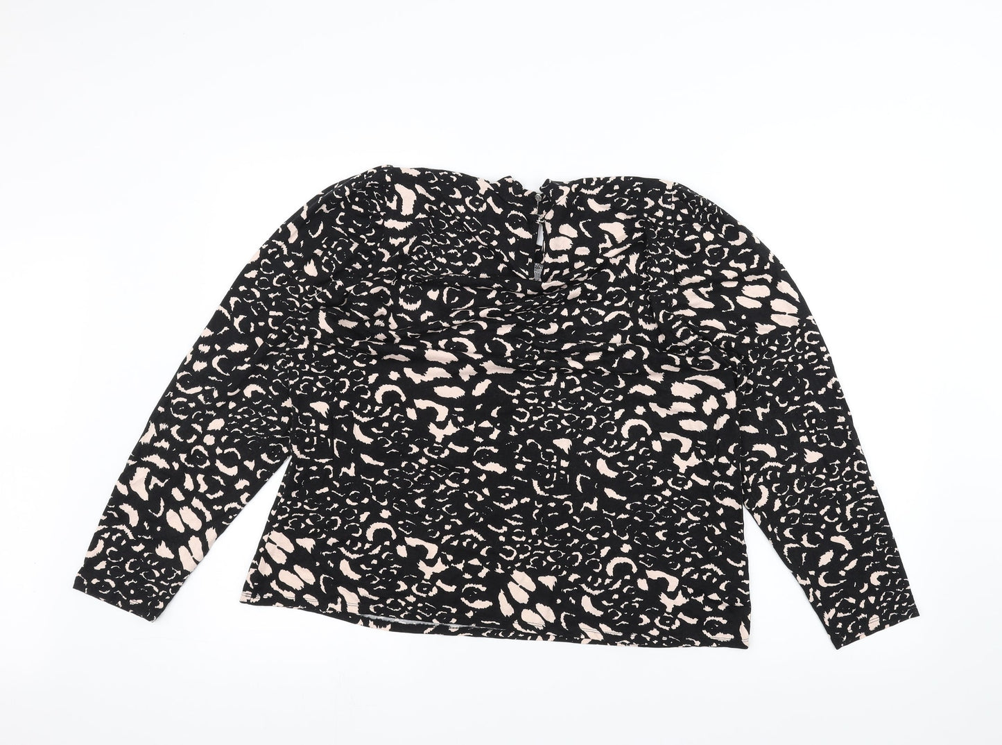 M&Co Womens Black Animal Print  Basic T-Shirt Size 18