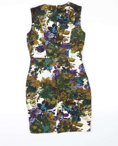 Preloved NEXT Womens White Floral  Sheath  Size 8 - Back