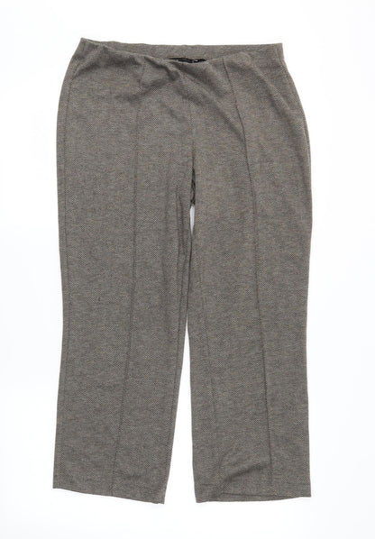Bonmarché Womens Brown Herringbone Trousers Size 12 L24 in
