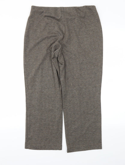 Bonmarché Womens Brown Herringbone Trousers Size 12 L24 in