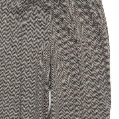 Bonmarché Womens Brown Herringbone Trousers Size 12 L24 in