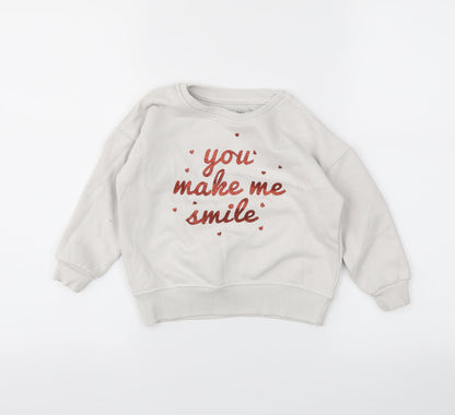 Primark Girls White   Pullover Sweatshirt Size 3-4 Years