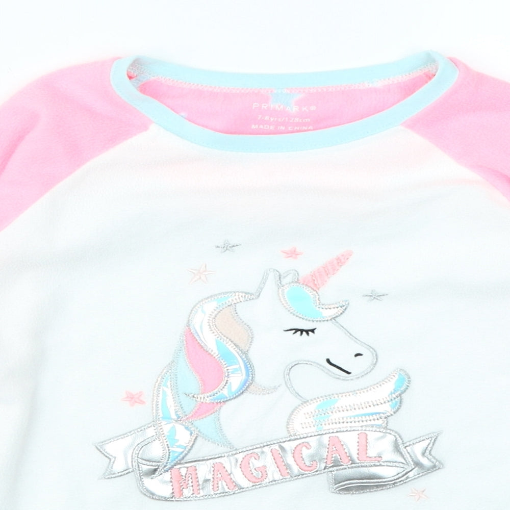 Primark Girls Pink Colourblock  Top Pyjama Top Size 7-8 Years  - Unicorn