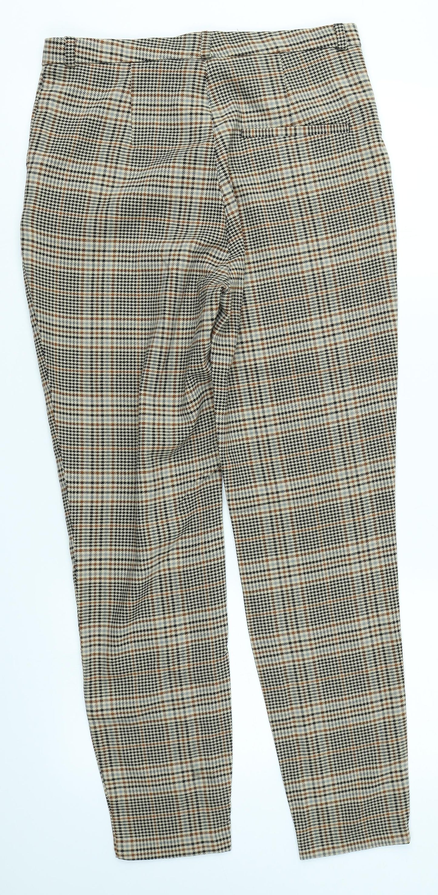 Monki Womens Brown Plaid  Trousers  Size 10 L26 in