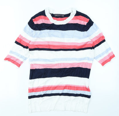 Marks & Spencer Collection Womens White Striped  Pullover Jumper Size 12