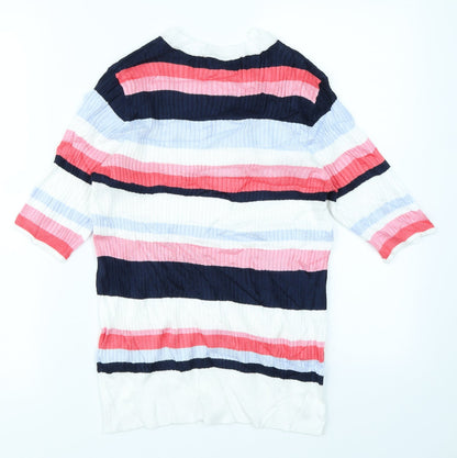 Marks & Spencer Collection Womens White Striped  Pullover Jumper Size 12