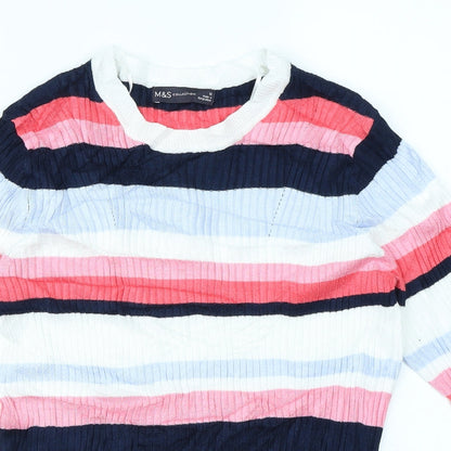 Marks & Spencer Collection Womens White Striped  Pullover Jumper Size 12